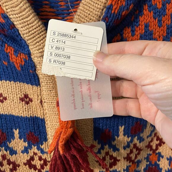 Anthropologie Sparrow Fair Isle Knit Hoodie Sweater NWT Size Small boho artsy - Picture 8 of 14